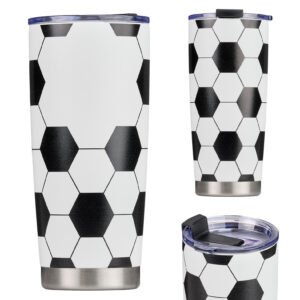 01102025175026_T331.jpg Termo de doble pared de acero inoxidable con print de balón de soccer y tapa de cierre a presión.