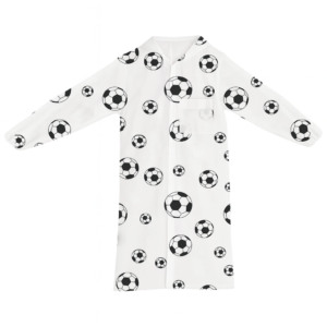 03072025182122_PM25.png Impermeable con print de balones de soccer, con capucha y botones.