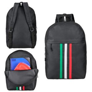 03102025112152_BL337.jpg Mochila de poliéster con compartimento principal, un compartimento frontal con cierre, tirantes ajustables y asa superior.