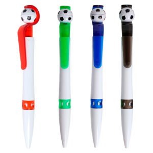 06052025142924_BP25116.jpg Bolígrafo plástico con clip que funciona como mecanismo de click y balón spinner en la parte superior como accesorio anti-estrés.