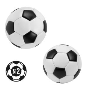 12062025180520_FUT005.jpg Balón de fútbol talla 2 con doble capa, compuesto por 32 paneles cosidos (hexágonos y pentágonos) y acabado texturizado. Presión recomendada: entre 2 y 4 psi.