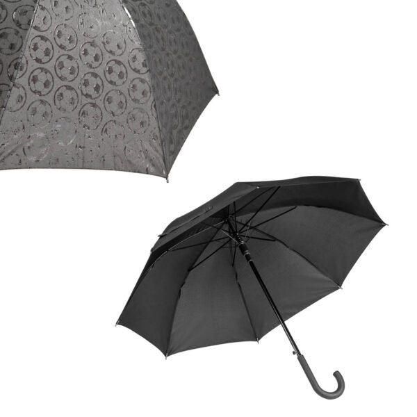 Paraguas mágico de apertura automática, 8 gajos, mango de plástico, broche de velcro y figuras de balón que se intensifican al contacto con el agua.