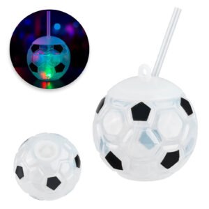 30092025143352_T332.jpg Cilindro de plástico con forma de balón de soccer, listón, popote y luz de 3 colores.