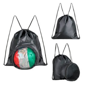 30092025160957_BL332.jpg Morral de poliéster con compartimento principal y un compartimento para balón de soccer con cierre.