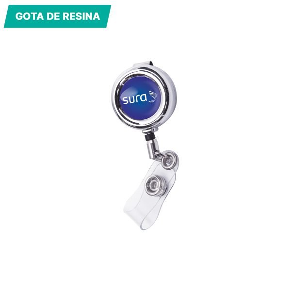 Porta gafete metálico.