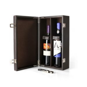 Set de vino con porta botellas.
