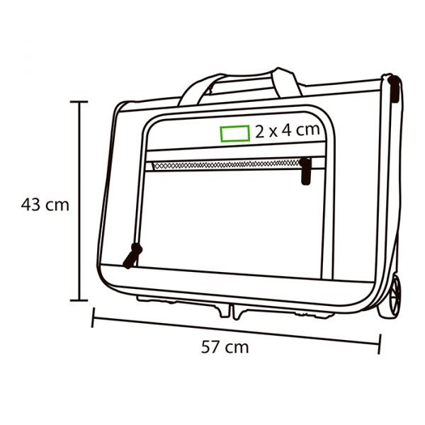 Porta trajes con ruedas.